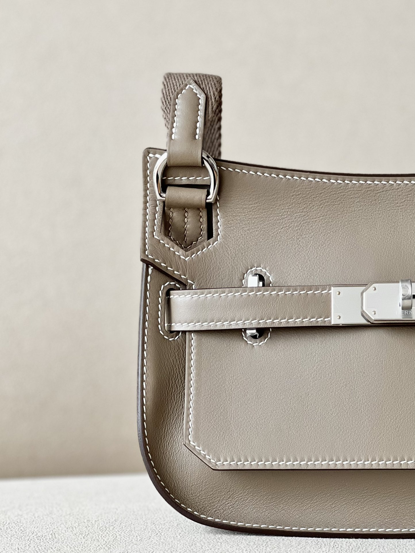 Hermes Jypsiere Mini Shoulder Bag In Gris Mouette Swift Leather